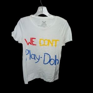 Faded Glory White Graphic Kids T-Shirt Size M-8-10